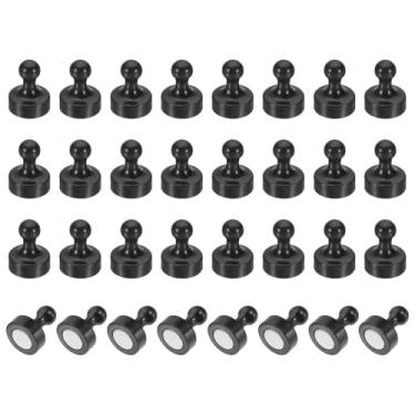 Imagem de PATIKIL 32 pinos de ímãs, 1 x 0,8 ímãs fortes de geladeira quadro branco magnético tachinhas decorativas para geladeira armário calendário escritório, cinza