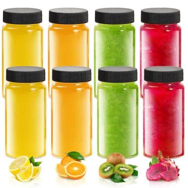 Imagem de Jarsoph Garrafa de vidro transparente de 59 ml com tampas, frasco de vidro pequeno de 60 ml, mini garrafas de viagem à prova de vazamento, conjunto de garrafas decorativas para suco, bem-estar,