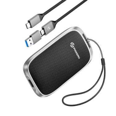 Imagem de PHIXERO SSD portátil externo P5 de 2 TB – Disco rígido externo USB C de 5 Gbps com cabo 2 em 1 para PC, Mac, PS5, Xbox | Resistência a quedas de 1,5 m, cordão grátis, garantia de 5 anos