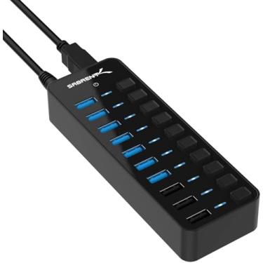 Imagem de SABRENT Hub USB 3.0 de 10 portas, interruptores de alimentação e LEDs individuais, 3 portas de carregamento inteligentes, adaptador de alimentação de 60 W, para PC, Mac, Xbox, PS5, laptop, desktop