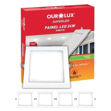 Imagem de 4 Painel Plafon Ourolux Led Embutir 24w Bivolt Luz Neutra