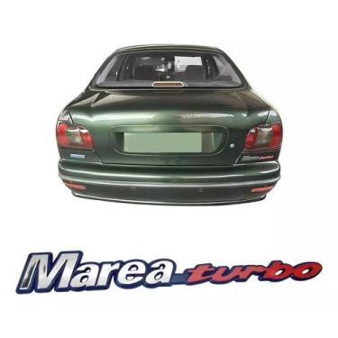 Imagem de Nome Emblema Letreiro Marea Turbo Cromado / Vermelho Fundo Azul - NoBr