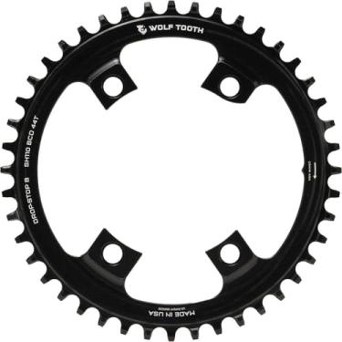 Imagem de Anéis de corrente com queda de dente de lobo para manivelas de rua Shimano 4 x 110 mm BCD, Preto, 46t