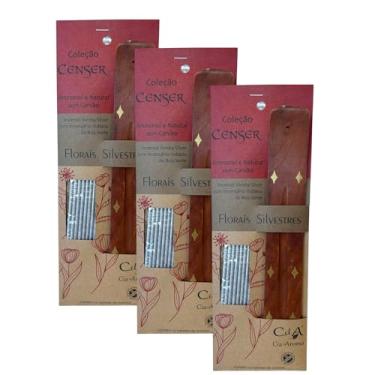 Imagem de Kit com 3 Incensos Naturais e Artesanais Vareta Prata Censer Florais Silvestres