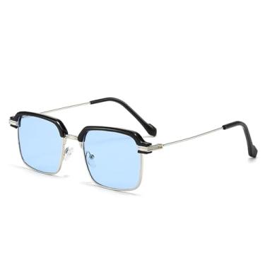 Imagem de Óculos de sol retangulares com armação de metal, moda feminina e masculina, gradiente, viagem (9)