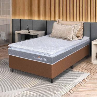 Imagem de Conjunto Box Marrom Durban Cinza Espuma D28 Solteiro 96x203x57 - King House
