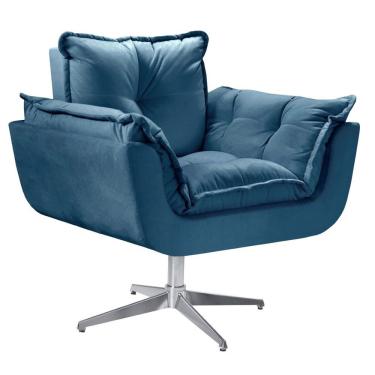Imagem de Poltrona Opala Giratória Alumínio Suede Azul Bic
