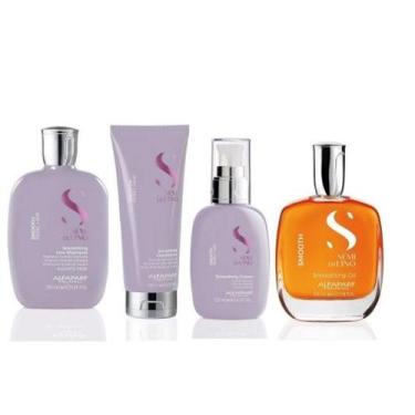 Imagem de Kit Alfaparf Semi Di Lino Shampoo Condicionador Leave-in e Óleo Hidrat