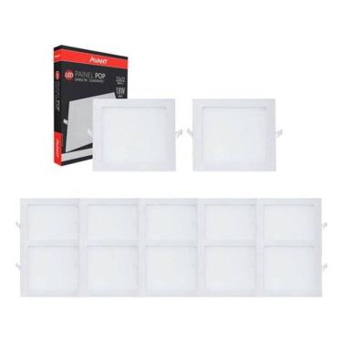 Imagem de Kit 10 Plafon De Embutir 22X22 18W 6500K Luz Branca Quadrado