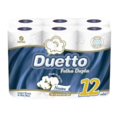 Imagem de Papel Higiênico DUETTO Folha Dupla Neutro c/ 12 Rolos de 30m - Sepac