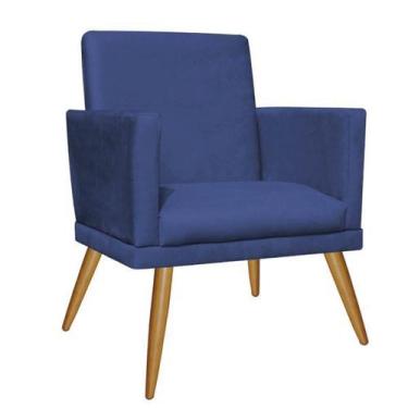 Imagem de Poltrona Decorativa Nina Sala De Estar Suede Azul Marinho - Bela Casa 