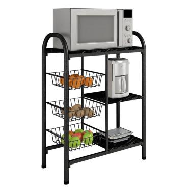 Imagem de Fruteira De Chão Multiuso Espanha Bm Tubulares Prata Martelado