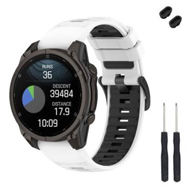 Imagem de TopPerfekt Pulseira de relógio de substituição de silicone macio de 20 mm compatível com Garmin Fenix 8 de 43 mm, para relógio inteligente Descent Mk3/Mk3i de 43 mm/Fenix 7S/6S/5S/Instinct 2S (branca