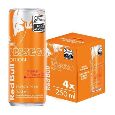 Imagem de Energético Red Bull Morango e Pêssego 250ml C/ 4 Latas