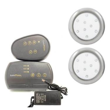 Imagem de Kit 2 Refletor LED Piscina RGB 9W Inox + Central Compacta - Iluctron, 