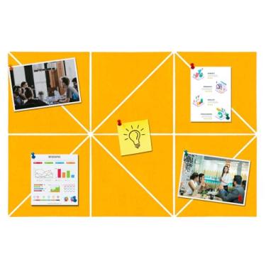 Imagem de HULAVO Placa de cortiça de feltro triangular, autoadesiva, quadro de avisos de feltro faça você mesmo, com 35 pinos para escritório, escola, casa, decoração de parede, adesivos, memos, fotos (laranja
