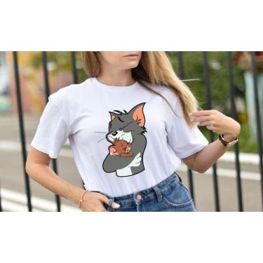 Imagem de camisetas personalizadas femininas tom e jerry cor branca tamanho P - 