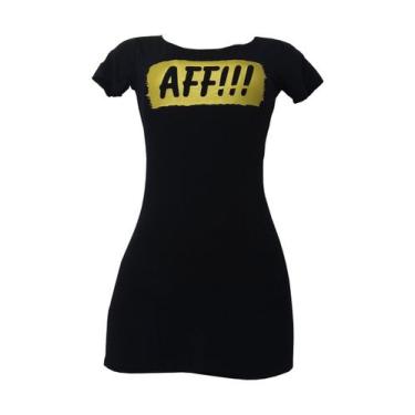 Imagem de Vestido Curto Feminino Viscolycra Moda Frases Aff - Del Verano, Preto,