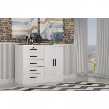 Imagem de Cômoda Para Quarto Com Sapateira 5 Gavetas - Seul-branco - Móveis Novo Horizonte