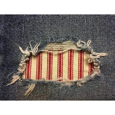 Imagem de Adesivos de ferro listrados vermelhos Peek-A-Boo da HoleyPatches (5-12,7 cm x 5")