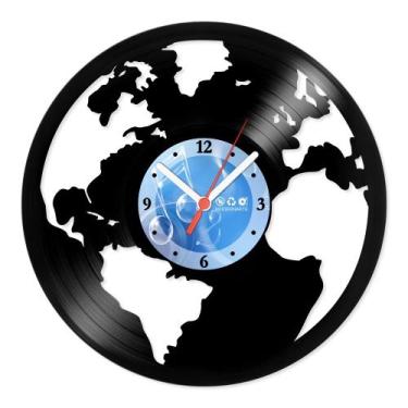 Imagem de Relógio De Parede Disco Vinil Escritório - Globo Mundo - VEC-001 - Mod