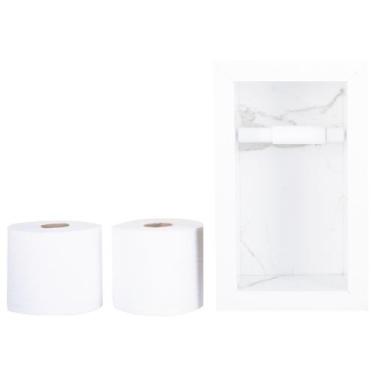 Imagem de Nicho Porta Papel Higiênico Duplo Para Banheiro Organizador Em Porcela