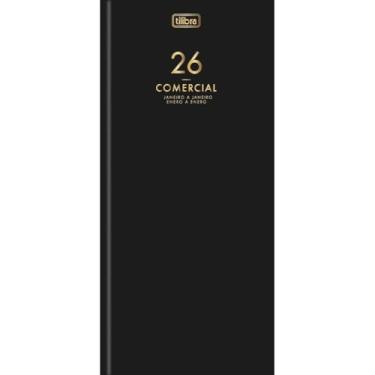 Imagem de Agenda Executiva Comercial 2026, 12,3 x 27,5 cm, Capa Dura Preta, 208 Folhas