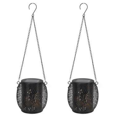 Imagem de Lanterna solar Lanterna ao ar livre pendurar luz solar IP65 Impermeável Ambiente Ambiente Arte Decorativa Iluminação Decorativa Para Pátio de Jardim Courtyard 2PCs 11x11x11cm