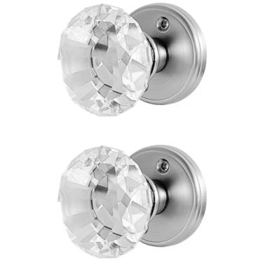 Imagem de Balin Designs Maçaneta de cristal (Níquel) - Fechadura de porta de passagem sem chave interior de ferragens decorativas para corredor, cozinha ou outras portas (pacote com 2)