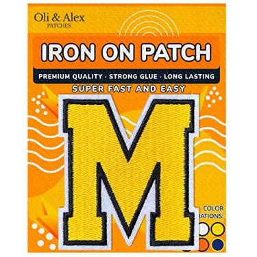 Imagem de Patches Iron On Qualidade Premium - Letras Amarelas Patch para Roupas - Adesivos Letras para Jeans Chapéus Camisetas Jaquetas - Aproximadamente 8,2 x 5,5 cm