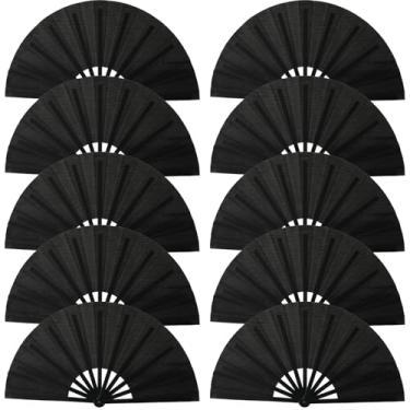 Imagem de Huralona Pacote com 5, grande, dobrável, leque de palmas, leque de palmas, fãs de rave, fãs chineses de Kung Fu Tai Chi, festival, dança, presente, apresentações, decorações (pacote com 10)