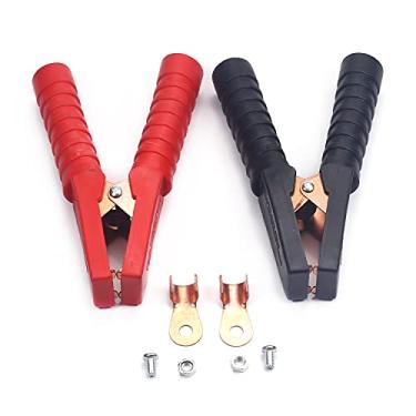 Imagem de Fielect 2 peças 300A Clipes jacaré isolados resistentes clipes de cabo de bateria grampos de bateria crocodilo braçadeiras de teste elétrico braçadeira de carregador de bateria para carro, veículo automático, barco, vermelho e preto