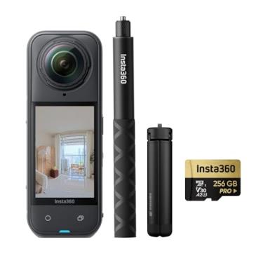 Imagem de Insta360 Pacote X5 Virtual Tour - Câmera de ação 8K 360° à prova d'água, com pouca luz, efeito de bastão de selfie invisível, lente robusta e substituível, bateria de 3 horas, protetor de vento