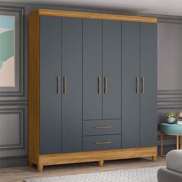 Imagem de Guarda Roupa Casal Ambiente Panamá 6 Portas Freijó Cinza - Moval