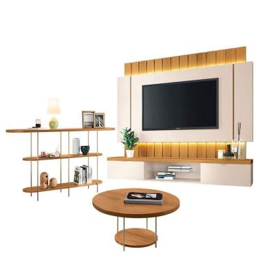 Imagem de Home Suspenso Illusion Cinamomo Off White E Aparador Infinity E Mesa De Centro Sky Cinamomo- Hb Móveis