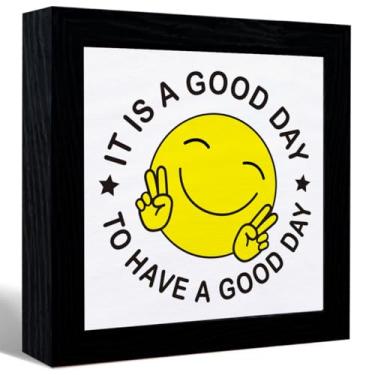 Imagem de z-crange It Is A Good Day To Have A Good Day Sign Desk Decor, Inspirational Quotes Canvas Frame Table Sign For Home Office Shelf Desk Decor, Presentes Para Colegas de Trabalho Mulheres Homens