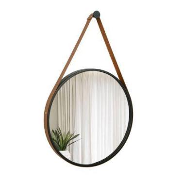 Imagem de Espelho Decorativo Adnet Preto Alça material sintético Caramelo 50 cm 