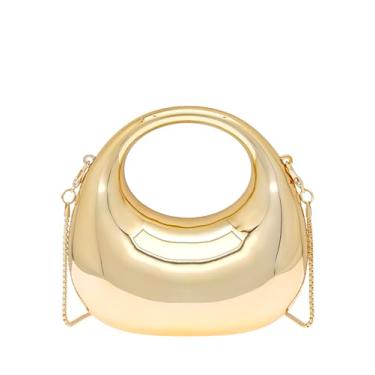 Imagem de COOLOYA Bolsa feminina de luxo de designer de acrílico mini crescente, bolsa de mão tiracolo com corrente, Dourado, One Size