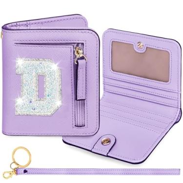 Imagem de YQE Carteira com inicial RFID para meninas pequenas, presentes na moda, aniversário, Natal, meia ideia de presente para adolescentes, filha, neta, sobrinha, 6, 7, 8, 9, 10, 11, 12, 13 anos, Roxa, D