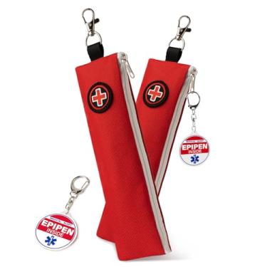 Imagem de Hiverst Estojo De Transporte Epipen, Estojo Compacto Para Canetas Epi Isolado Com Clipe Para Chaveiro, Estojo De Viagem Para Diabetes Com 2 Unidades Para Medicamentos Para Alergia, Resistente Ao Cal