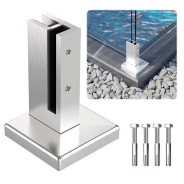 Imagem de LukLoy Ponteira De Corrimão Vidro Dupla Face Da , Torneiras Resistentes Ao Vento 4,3 Lb, Sistema Aço Inoxidável 304 Para Escadas, Jardins, Balaustradas, Varandas (1 Pacote, Torneira Canto Com Escova