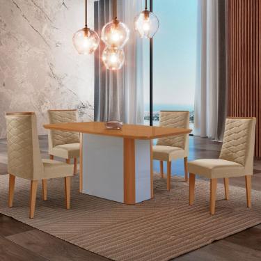 Imagem de Mesa de Jantar Isadora 120cm Tampo MDF Laminado com 4 Cadeiras Safira