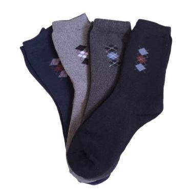 Imagem de Kit 6 Meias Inverno Grossa Macia Cano Alto Meia Tênis - RJC, Sortida, 