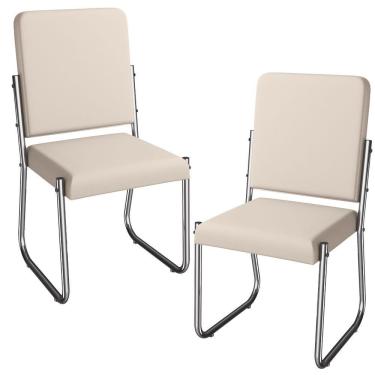 Imagem de Kit 2 Cadeiras Cromada Sala Jantar 2C139CR Corino Preto Kappesberg Nude