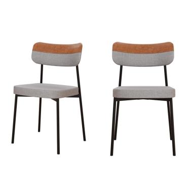 Imagem de Cadeira Mynna Fixa C/4 Pes 525 X 470 X 790 Mm C/2 Un. Crt.cinza Claro/courino Caramelo Crt Cinza Claro/cn Caramelo