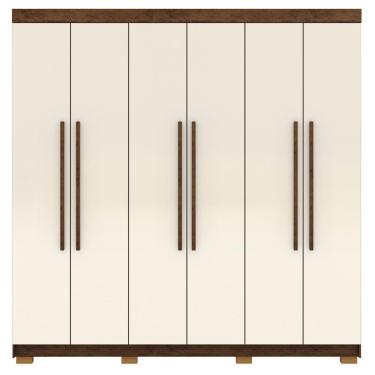 Imagem de Guarda Roupa Casal 6 Portas 2 Gavetas 218 Cm 10037 Vlr Imbuia Champanhe