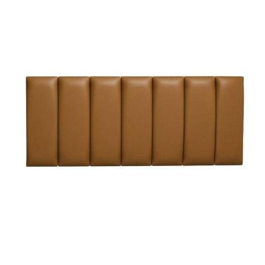 Imagem de Cabeceira Suspensa Cama Casal em Couro Evoa Conhaque