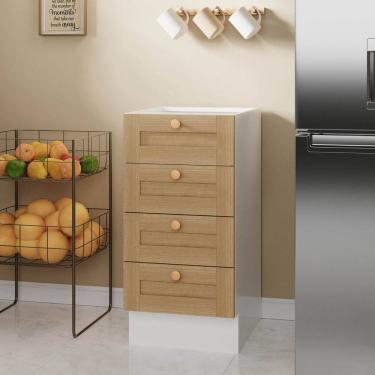 Imagem de Balcão 4 Gavetas 40cm sem Tampo Arizona Cabecasa Madeiramadeira Branco/Figueira