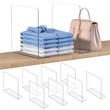 Imagem de OKPOW Divisórias de prateleira organizador de armário - 30,5 cm de altura x 30 cm de profundidade acrílico transparente resistente separado para bolsa de roupas - Economia de espaço ajustável, fácil