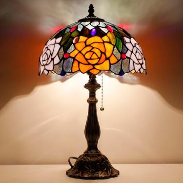 Imagem de AVIVADIRECT Luminária Tiffany Vitral Laranja Vermelha Rosa Estilo Mesa ...